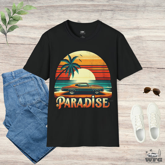 Chevelle Paradise 3 Classic American Muscle Car T-Shirt Beach Island Travel Tee Retro Surfer Summer Spring Shirt