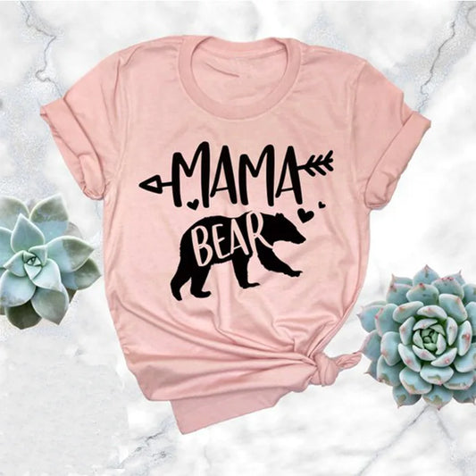 Hot MAMA BEAR T-shirt Woman Mothers Day Short Sleeve Female Tees Tops MOM T Shirt
